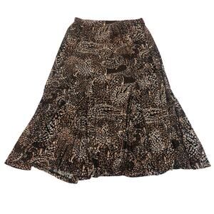Chicos Travelers Brown Mosaic Flare Skirt